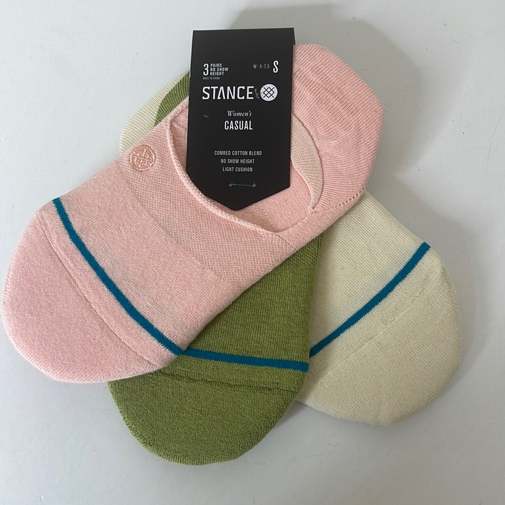 Stance Womens Casual 3 Pairs No Show Socks Rock Solid 3 Pack Pink - Picture 2 of 11